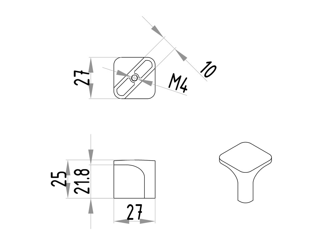 Ручка JET кнопка 287  ЧЕРНЫЙ мат. RZ287Z.022BL