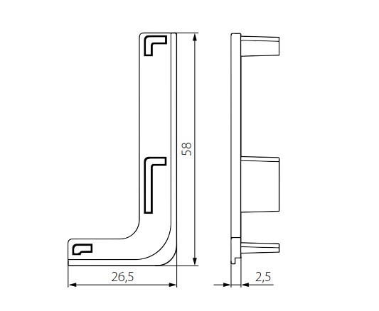 Заглушка SOLA для L-обр. AL532L41 СЕРЫЙ левый