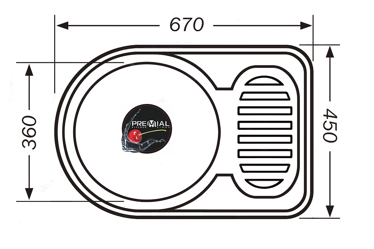 Мойка Premial 6745 овал хром универсальная (торец прямой) ОБЛИТАЯ