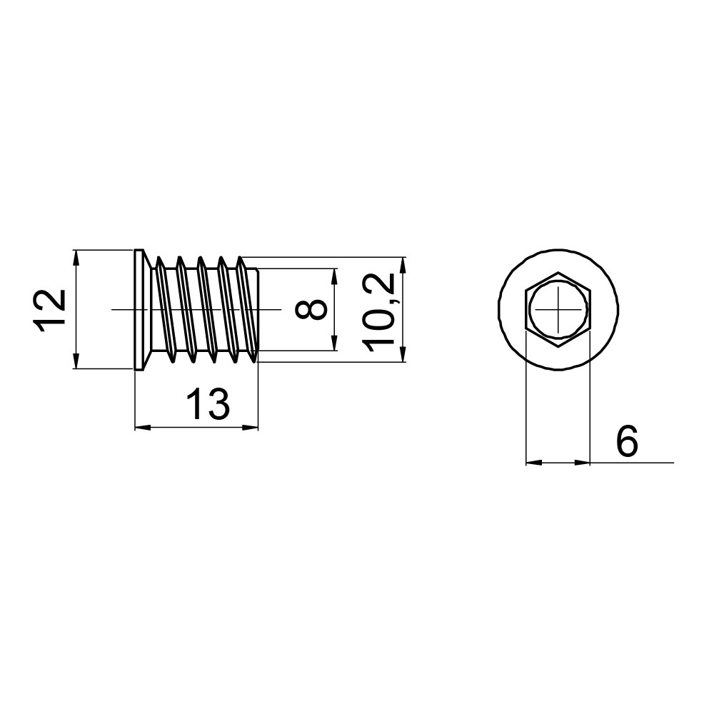 Втулка М-6 L=13  резьбовая Латунь(1500)