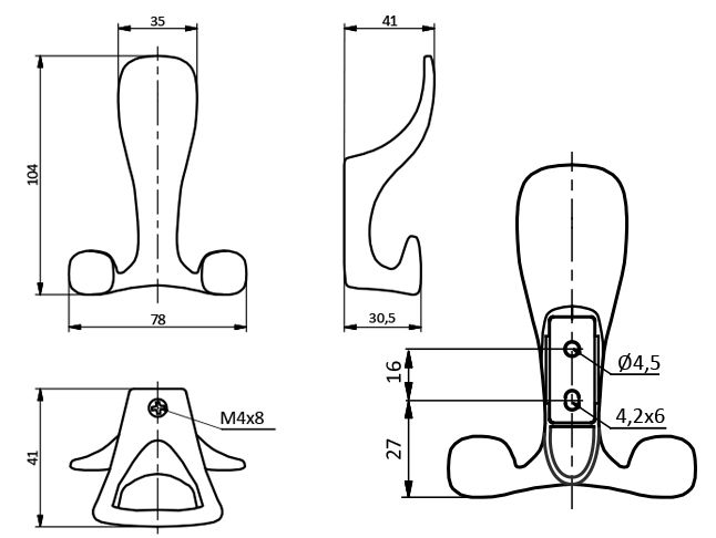  GTV Крючок WS-ТOLEDO-АO-20M черный 3-х 