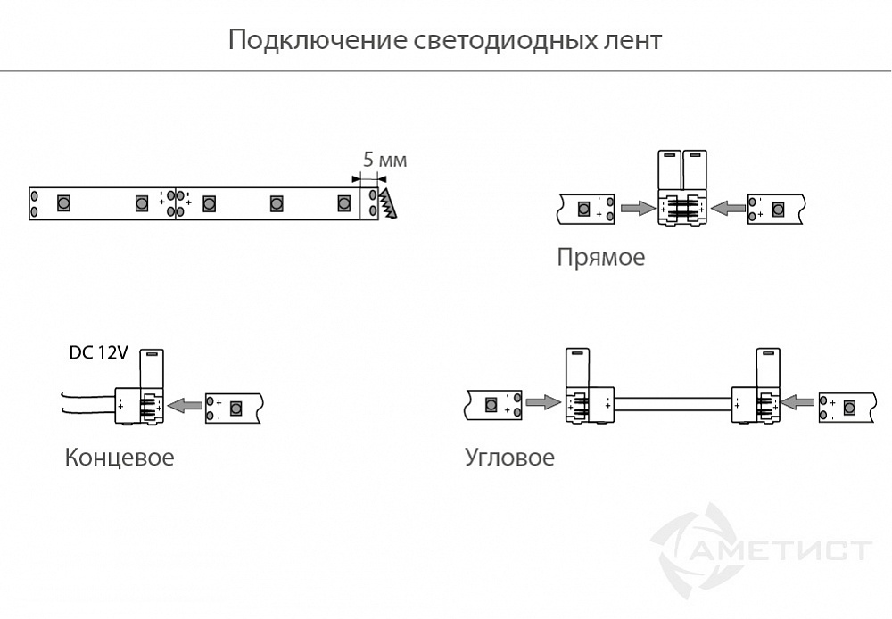 Соединитель 931 д/светодиодных лент 8 мм прямой