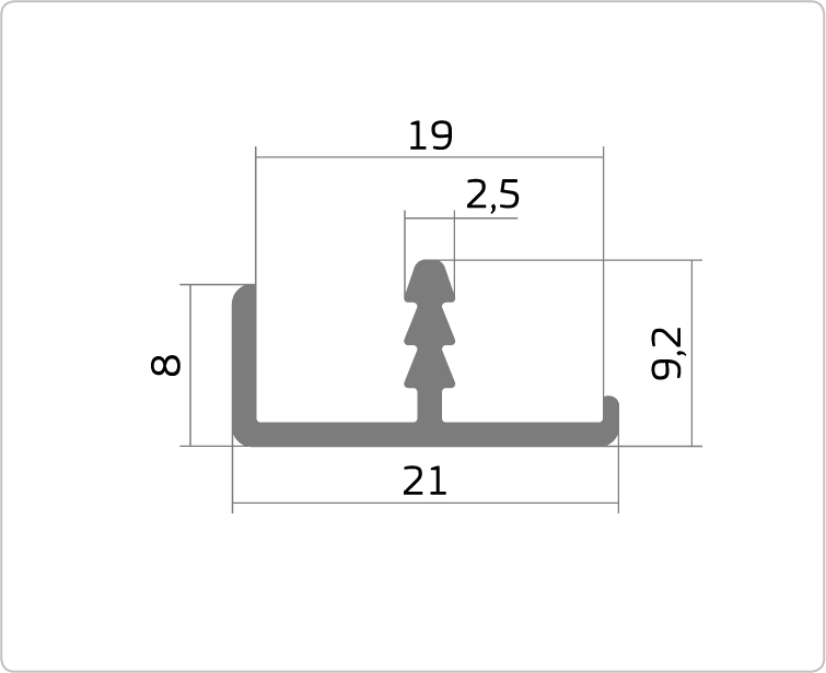 Профиль ДР1-09 серебро 19 мм