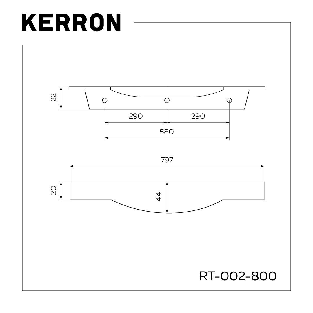 Ручка торцевая 800 мм, хром  RT-002-800